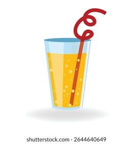 A tall glass filled with a bubbly yellow liquid, possibly a soda or juice. summer drink