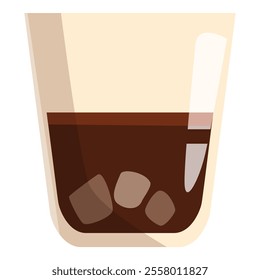 Tall glass of iced coffee with ice cubes, perfect for a refreshing drink on a hot day