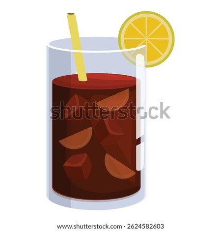 Tall glass of iced tea, complete with ice cubes, lemon slices, and a straw, offers a refreshing beverage