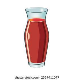 Tall glass jug with tomato juice. Vector illustration