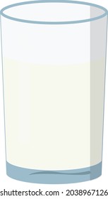 Tall glass of milk, illustration, vector on white background.