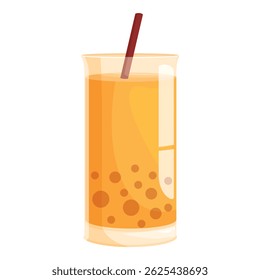 O copo alto de chá de bolha refrescante com pérolas de tapioca está esperando para ser apreciado
