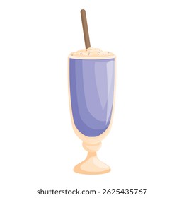 Tall glass of refreshing purple milkshake with whipped cream and sprinkles is waiting for you
