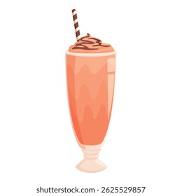Vidro alto de morango milkshake com chantilly e xarope de chocolate, perfeito para menus de verão
