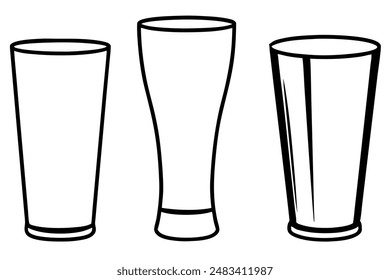 Tall Glasses Line Art Food Detailed Graceful Design Illustrations