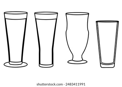 Tall Glasses Line Art Food Clean Stylish Modern Illustrations