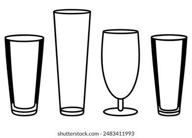 Tall Glasses Line Art Food Elegant Minimalist Designs