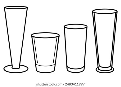 Tall Glasses Line Art Food Refined Minimalist Style Illustrations