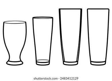 Tall Glasses Line Art Food Stylish Modern Illustrations Collection