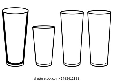 Tall Glasses Line Art Food Sophisticated Modern Design Illustrations