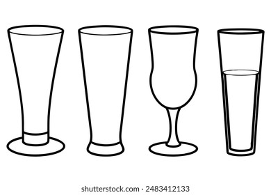 Tall Glasses Line Art Food Simple Clean Artistic Illustrations