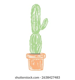 A tall, green cactus in a pot, illustrated with a minimalist style, offering a modern and fresh look for plant lovers.