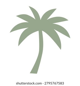 Tall green palm tree straight trunk