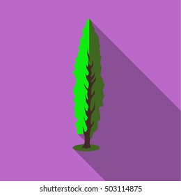 Tall green tree icon. Flat illustration of tall green tree vector icon for web