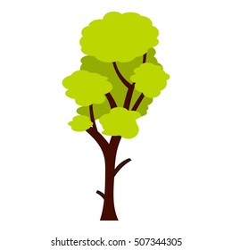 Tall green tree icon. Flat illustration of tall green tree vector icon for web