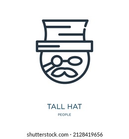 tall hat thin line icon. hat, cartoon linear icons from people concept isolated outline sign. Vector illustration symbol element for web design and apps.