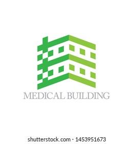 tall hospital building geometric design logo vector