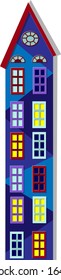 Casa grande con grandes ventanas. Ilustración vectorial.