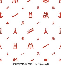 tall icons pattern seamless white background. Included editable filled ladder, stairs, hat, Eiffel Tower icons. tall icons for web and mobile.