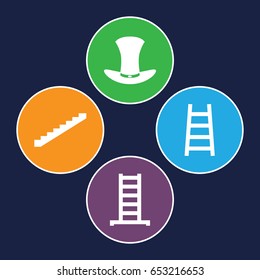 Tall icons set. set of 4 tall filled icons such as ladder, stairs