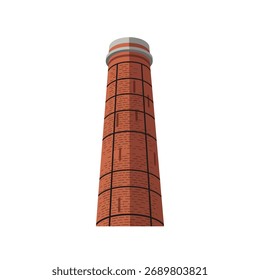 Tall industrial brick chimney smokestack standing prominently, showcasing classic factory architecture and engineering construction.