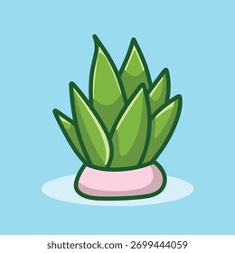 Tall Leaf Plant Vector Illustration by eare studio