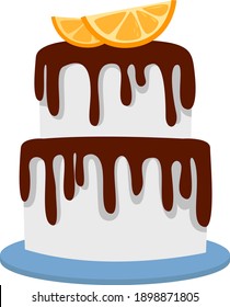Tall lemon cake, illustration, vector on a white background.