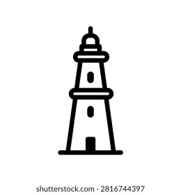 Tall Lighthouse Outline Icon Vector