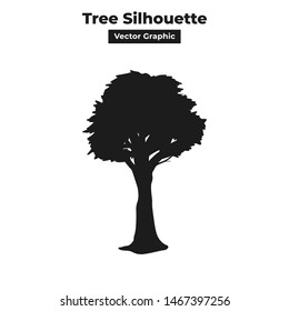 Tall and long forest jungle tree silhouette isolated vector graphic