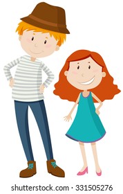 Tall man and short girl illustration