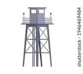 Tall Military Observation Tower as Structure Used in Army Vector Illustration