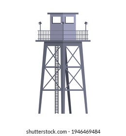 Tall Military Observation Tower as Structure Used in Army Vector Illustration