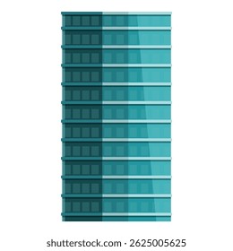 Tall, modern skyscraper with reflective glass windows stands tall against a clear sky