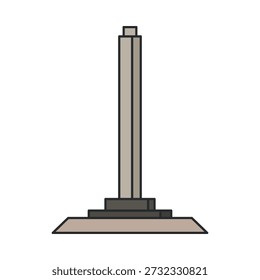 Hohe Denkmalsäule auf einem Treppensockel. Vektorgrafik. Objekt einzeln auf weißem Hintergrund. Stadt Wahrzeichen, Geschichte, Tourismus.