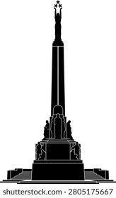 Tall monument statue silhouette vector design with monument silhouette architecture memorial landmark sculpture
