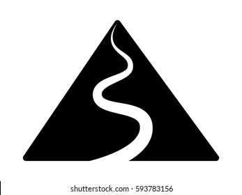 Tall mountain with hiking trail flat vector icon for outdoor apps and websites