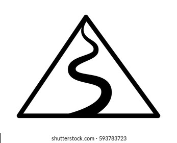 Tall mountain with hiking trail line art vector icon for outdoor apps and websites