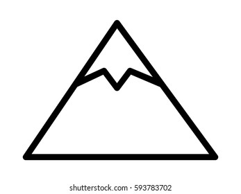 Tall mountain peak with snow line art vector icon for outdoor apps and websites