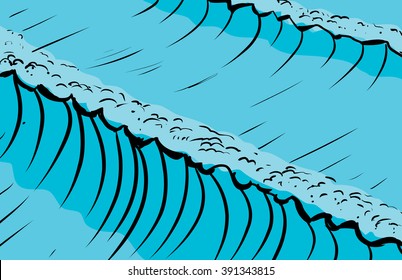 Tall ocean waves as sketched background illustration