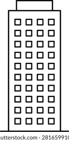Tall office building with multiple windows, representing urban architecture, corporate headquarters, and city real estate development