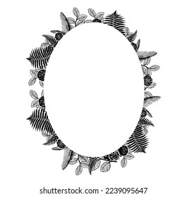 Tall oval frame. Flower wedding frames for invitations, stickers, souvenirs, gifts and ornaments.