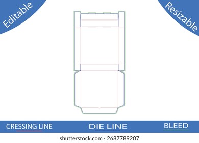 Diseño de Plantilla troquelada de caja de embalaje alta