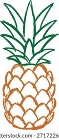 Piña alta con piel texturizada y corona frondosa dibujada en líneas simples.