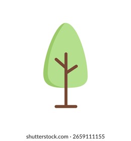 Árvore de pinheiro alto em design plano. Ideal para temas florestais, visuais de acampamento e fundos sempre verdes ou de inverno.