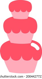 Bolo rosa alto, ilustração, vetor em um fundo branco.