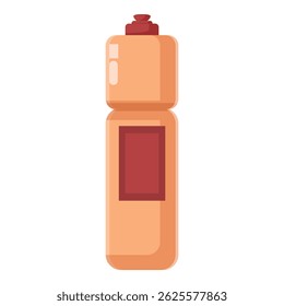 Tall plastic bottle with red cap and blank label standing on white background