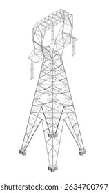 A tall power tower with a hand on top of it. The hand is pointing to the top of the tower, suggesting that it is a significant structure. The tower is surrounded by a white background. Isometric view