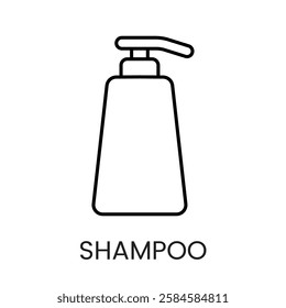 A tall pump bottle icon representing liquid shampoo or hair care product, in vector style, with an editable stroke.