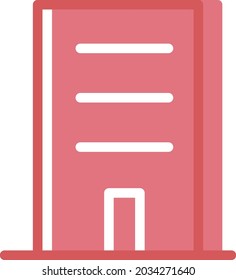 Tall red building, illustration, vector, on a white background.