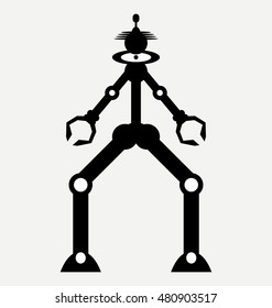 tall robot, icon, flat illustration isolated on light background